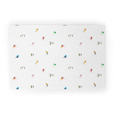 Lyman Creative Co Mountain Skiers Pattern Welcome Mat