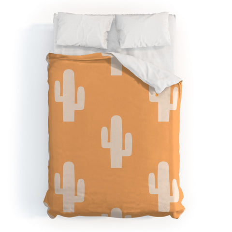Lyman Creative Co Orange Cactus Duvet Cover
