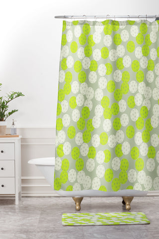 Lyman Creative Co Pickleball Ball Pattern Shower Curtain And Mat