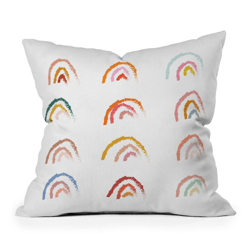 Lyman Creative Co Rainbows Pastel Outdoor Throw Pillow