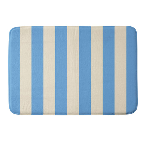 Lyman Creative Co Retro Coastal Blue and White Memory Foam Bath Mat