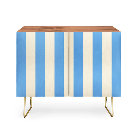 Lyman Creative Co Retro Coastal Blue and White Credenza