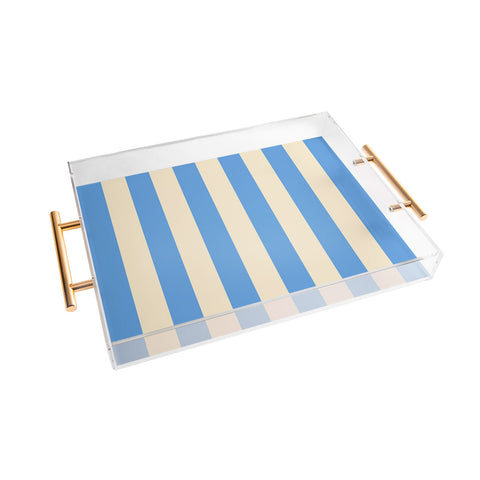 Lyman Creative Co Retro Coastal Blue and White Acrylic Tray