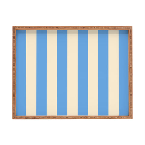 Lyman Creative Co Retro Coastal Blue and White Rectangular Tray