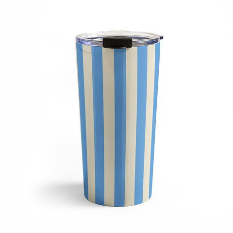 Lyman Creative Co Retro Coastal Blue and White Travel Mug