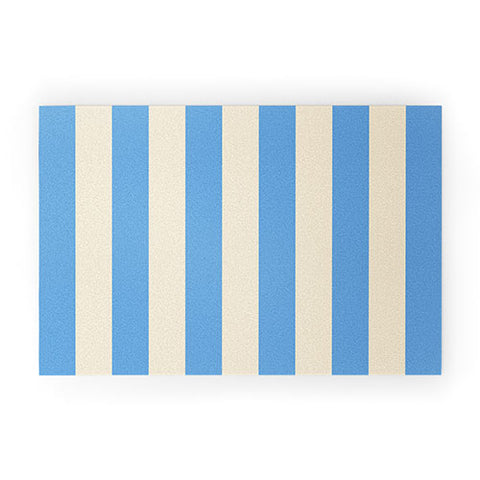 Lyman Creative Co Retro Coastal Blue and White Welcome Mat