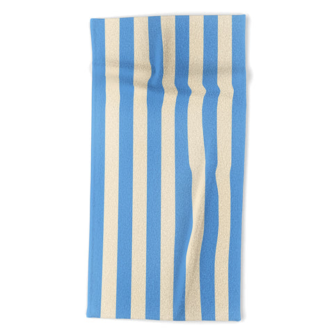 Lyman Creative Co Retro Coastal Blue and White Beach Towel