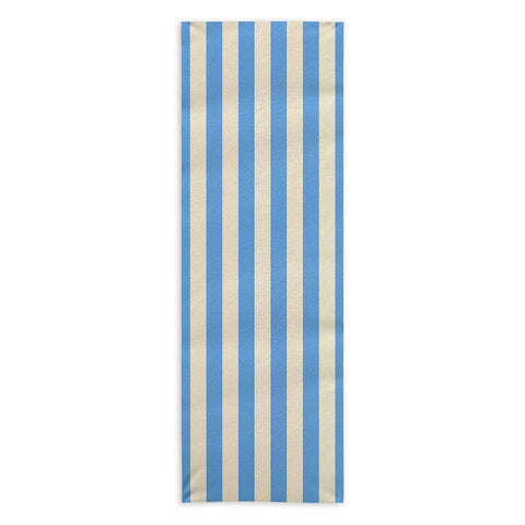 Lyman Creative Co Retro Coastal Blue and White Yoga Towel
