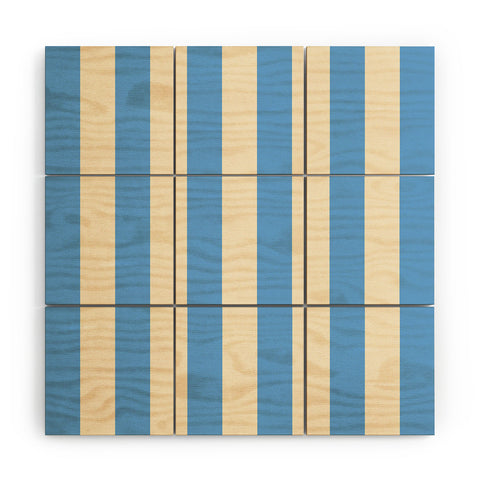 Lyman Creative Co Retro Coastal Blue and White Wood Wall Mural
