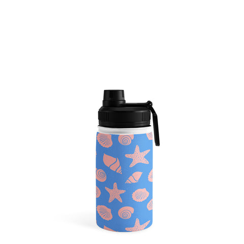 Lyman Creative Co Retro Coastal Shells on Blue Water Bottle