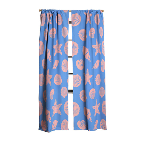 Lyman Creative Co Retro Coastal Shells on Blue Blackout Non Repeat