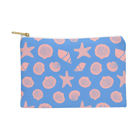 Lyman Creative Co Retro Coastal Shells on Blue Pouch