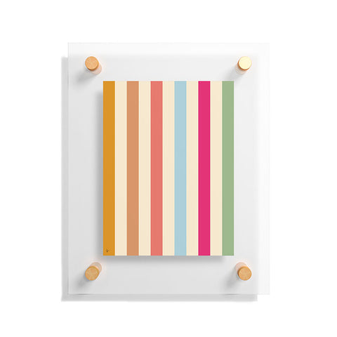 Lyman Creative Co Retro French Rainbow Stripes Floating Acrylic Print