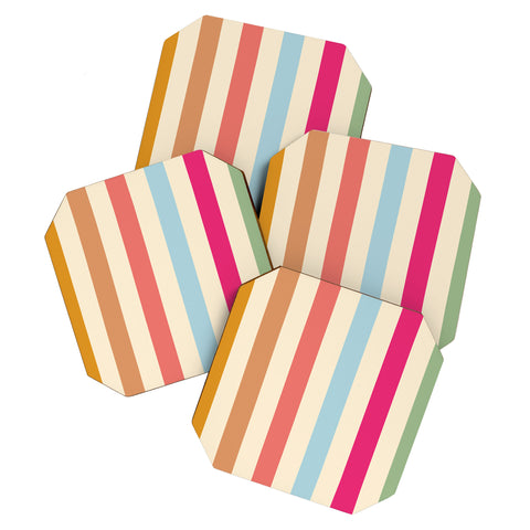 Lyman Creative Co Retro French Rainbow Stripes Coaster Set