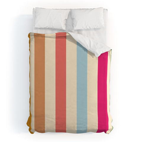 Lyman Creative Co Retro French Rainbow Stripes Duvet Cover