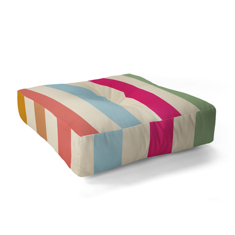 Lyman Creative Co Retro French Rainbow Stripes Floor Pillow Square