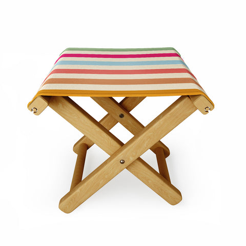 Lyman Creative Co Retro French Rainbow Stripes Folding Stool