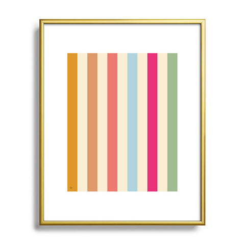 Lyman Creative Co Retro French Rainbow Stripes Metal Framed Art Print