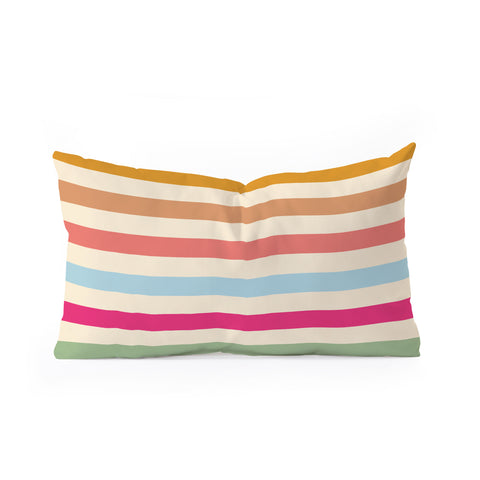 Lyman Creative Co Retro French Rainbow Stripes Oblong Throw Pillow
