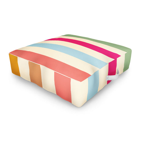 Lyman Creative Co Retro French Rainbow Stripes Outdoor Floor Cushion