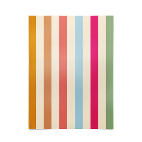 Lyman Creative Co Retro French Rainbow Stripes Poster