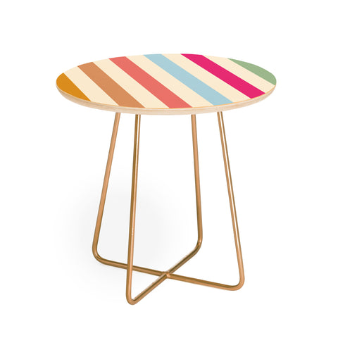 Lyman Creative Co Retro French Rainbow Stripes Round Side Table