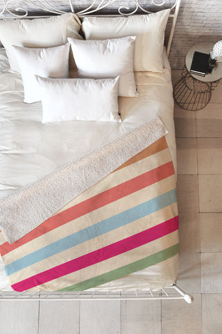 Lyman Creative Co Retro French Rainbow Stripes Fleece Throw Blanket