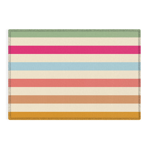 Lyman Creative Co Retro French Rainbow Stripes Outdoor Rug