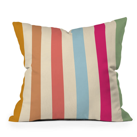 Lyman Creative Co Retro French Rainbow Stripes Outdoor Throw Pillow