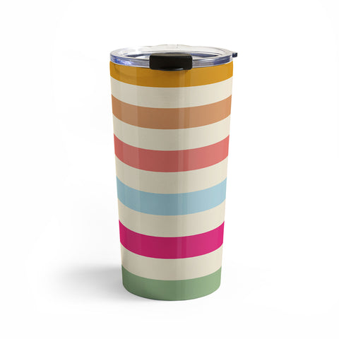 Lyman Creative Co Retro French Rainbow Stripes Travel Mug
