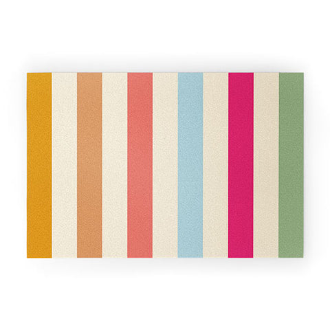 Lyman Creative Co Retro French Rainbow Stripes Welcome Mat