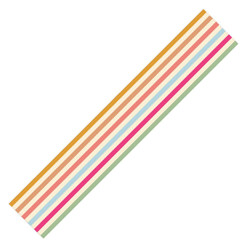 Lyman Creative Co Retro French Rainbow Stripes Table Runner