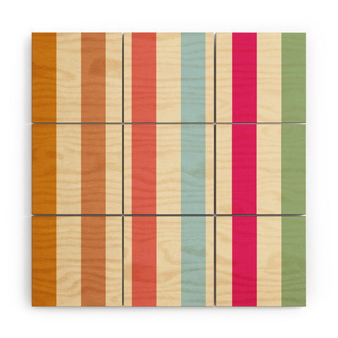 Lyman Creative Co Retro French Rainbow Stripes Wood Wall Mural