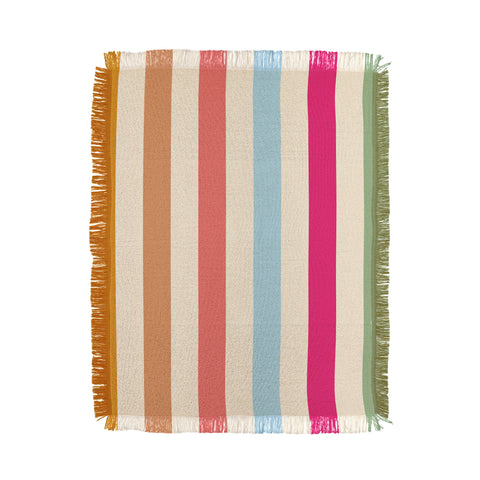 Lyman Creative Co Retro French Rainbow Stripes Throw Blanket