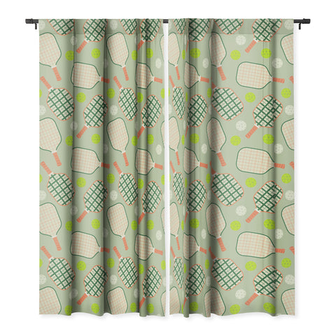 Lyman Creative Co Retro Pickleball Pattern Blackout Window Curtain