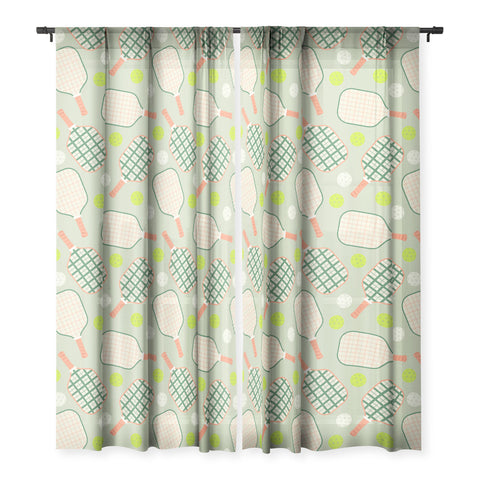 Lyman Creative Co Retro Pickleball Pattern Sheer Window Curtain
