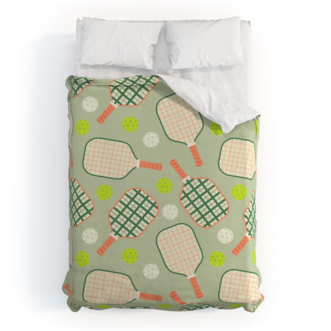 Lyman Creative Co Retro Pickleball Pattern Duvet Cover