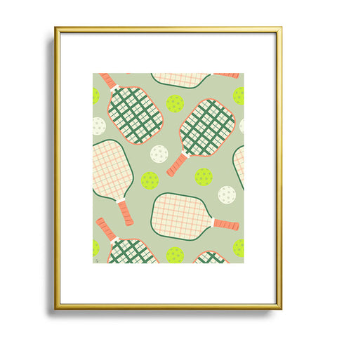 Lyman Creative Co Retro Pickleball Pattern Metal Framed Art Print