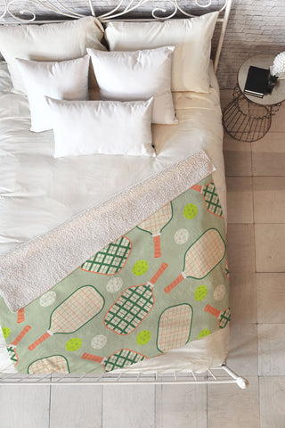 Lyman Creative Co Retro Pickleball Pattern Fleece Throw Blanket