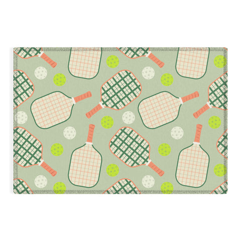 Lyman Creative Co Retro Pickleball Pattern Outdoor Rug