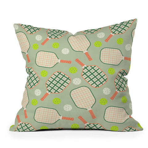 Lyman Creative Co Retro Pickleball Pattern Outdoor Throw Pillow