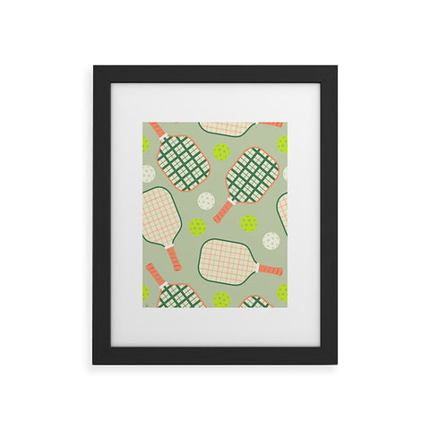 Lyman Creative Co Retro Pickleball Pattern Framed Art Print