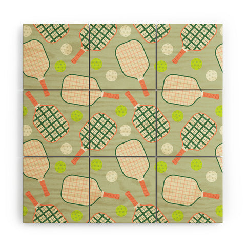 Lyman Creative Co Retro Pickleball Pattern Wood Wall Mural