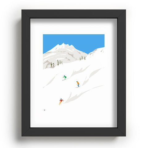 Lyman Creative Co Snowy Mountain Skiers Recessed Framing Rectangle