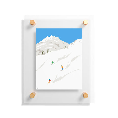 Lyman Creative Co Snowy Mountain Skiers Floating Acrylic Print