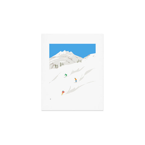 Lyman Creative Co Snowy Mountain Skiers Art Print