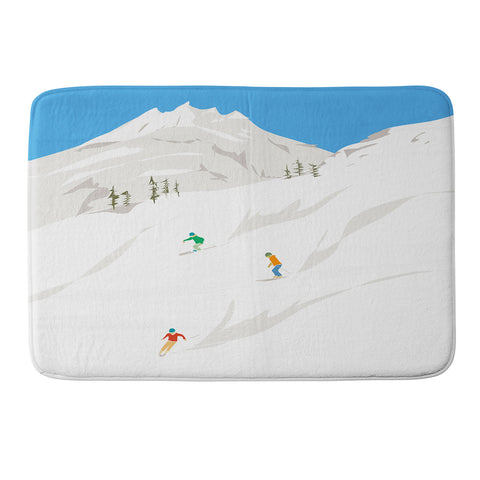Lyman Creative Co Snowy Mountain Skiers Memory Foam Bath Mat