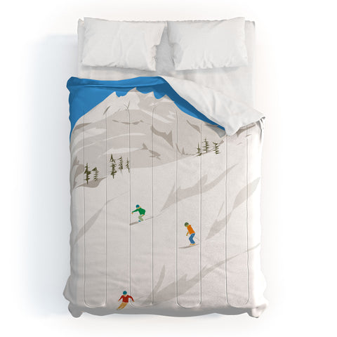 Lyman Creative Co Snowy Mountain Skiers Comforter