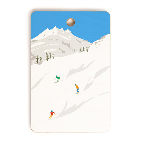 Lyman Creative Co Snowy Mountain Skiers Cutting Board Rectangle