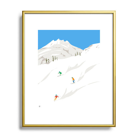 Lyman Creative Co Snowy Mountain Skiers Metal Framed Art Print